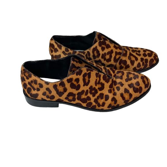 1. State Shoes Women's 7.5 Cow Hair Leopard Print Slip On Loafers 1" Heel Brown - Picture 1 of 9